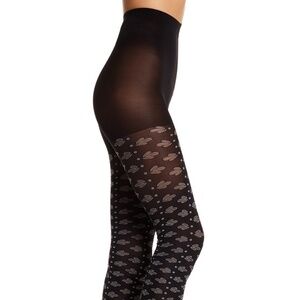 Hue Eyelet Tights With Control Top Black/Gray Size S/M